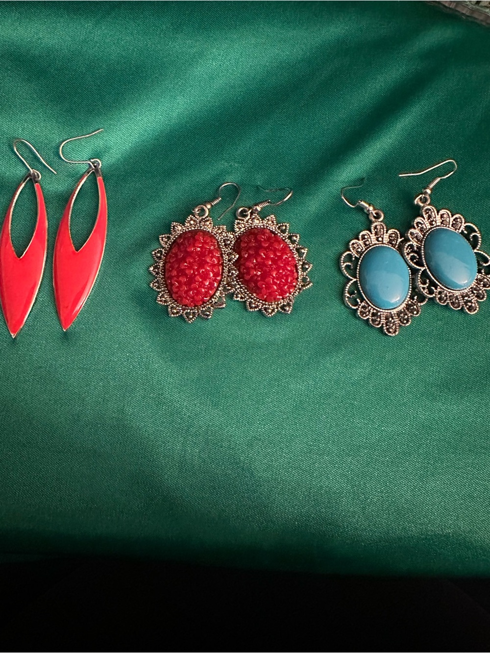 Assorted Women's Dangle Earrings - Red and Blue
